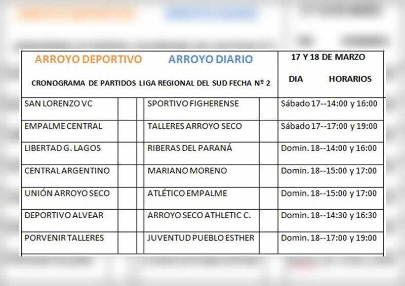 Imagen de Programaci?n de la Fecha N? 2, Liga Regional del Sud