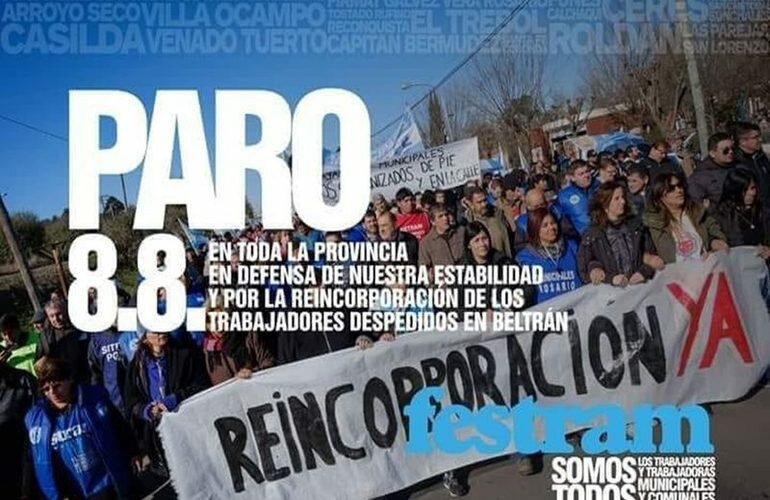 Imagen de Ratifican que el mi?rcoles hay paro de los municipales en toda la provincia