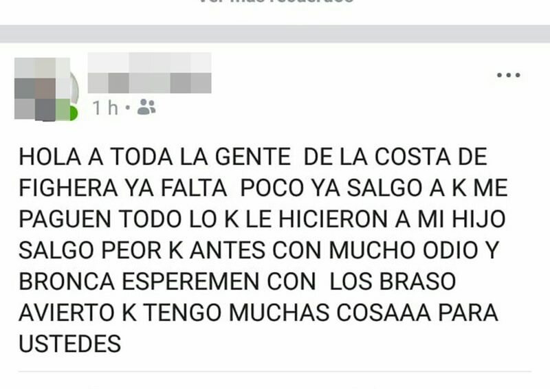 La captura de facebook que lleg? a manos de la justicia.