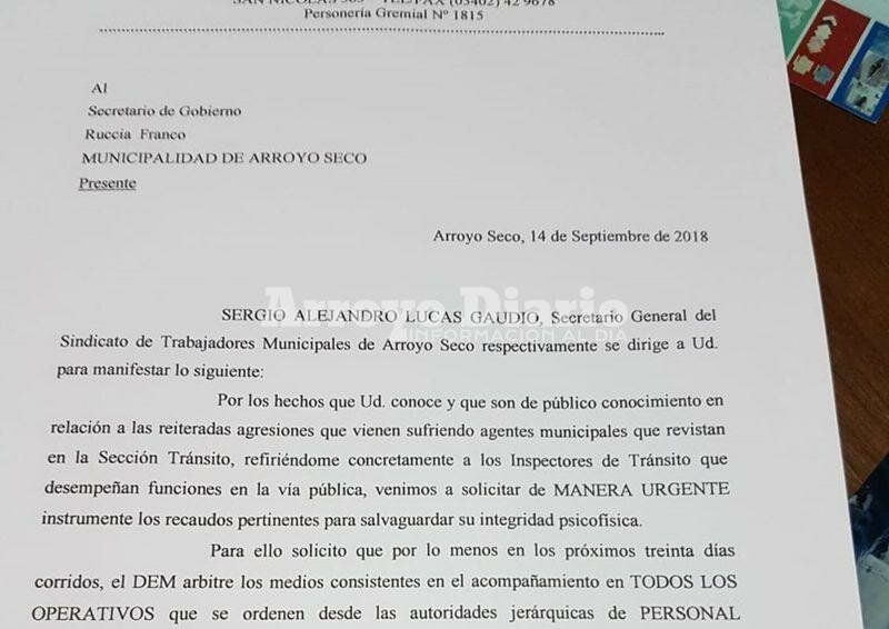 La nota. El escrito que ingres? esta ma?ana por Mesa de Entrada de la Municipalidad.